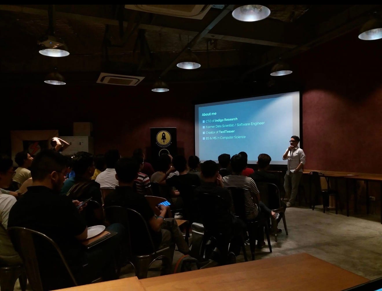 CTO presenting at a developer meetup